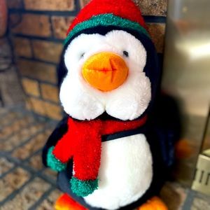 Caltoy 17” Penguin Plush with scarf weighted Christmas